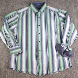 Tommy Bahama Shirt Large Long Sleeve Green Multicolor Button Up Silk‎ Blend